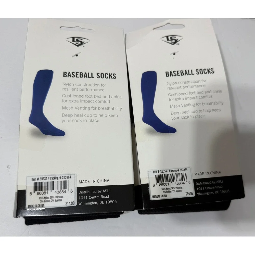 Louisville Slugger Youth Baseball Socks Black 4 Pairs Size 10-4 85534 NEW